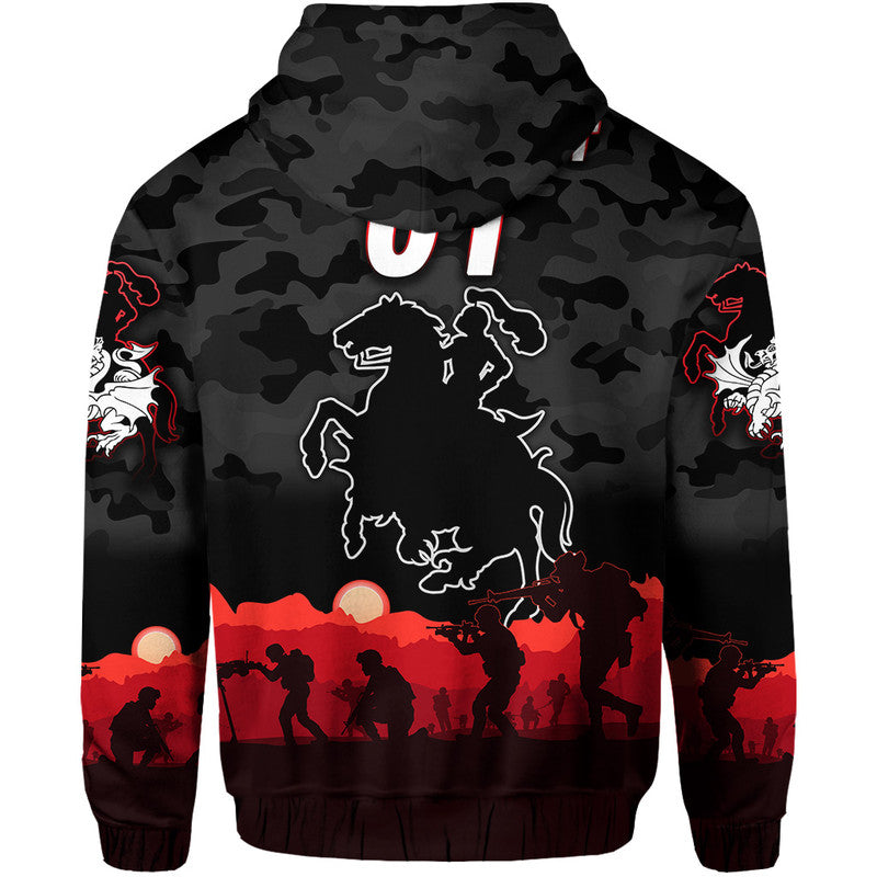 (Custom Personalised) St. George Illawarra Dragons ANZAC 2022 Zip Up And Pullover Hoodie Simple Style - Black LT8