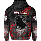 St. George Illawarra Dragons ANZAC 2022 Zip Up And Pullover Hoodie Indigenous Vibes - Black LT8