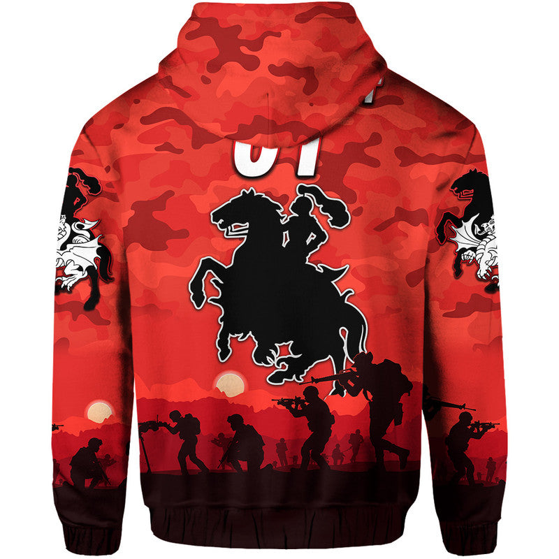 (Custom Personalised) St. George Illawarra Dragons ANZAC 2022 Zip Up And Pullover Hoodie Simple Style - Red LT8