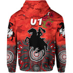 (Custom Personalised) St. George Illawarra Dragons ANZAC 2022 Zip Up And Pullover Hoodie Indigenous Vibes - Red LT8