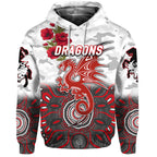 (Custom Personalised) St. George Illawarra Dragons ANZAC 2022 Zip Up And Pullover Hoodie Indigenous Vibes - White LT8