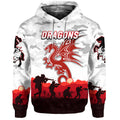(Custom Personalised) St. George Illawarra Dragons ANZAC 2022 Zip Up And Pullover Hoodie Simple Style - White LT8