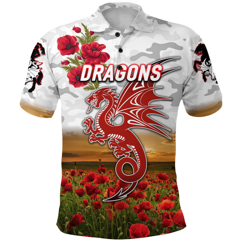 custom-personalised-dragons-anzac-polo-shirt-poppy-flowers-vibes-white