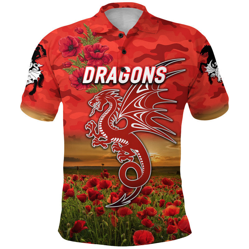 custom-personalised-dragons-anzac-polo-shirt-poppy-flowers-vibes-red