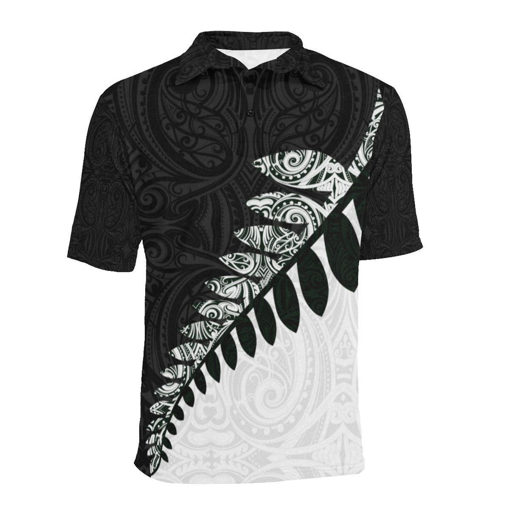 maori-fern-black-and-white-polo-t-shirts