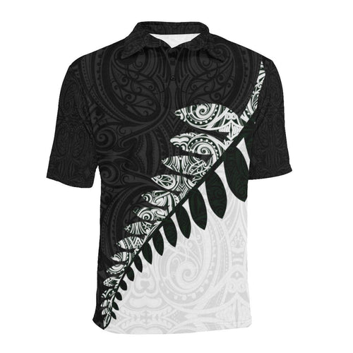 maori-fern-black-and-white-polo-t-shirts
