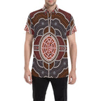 aboriginal-short-sleeve-shirt-circle-red-dot-painting-art