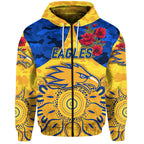 West Coast Eagles ANZAC Zip Up And Pullover Hoodie Indigenous Vibes - Gold  LT8