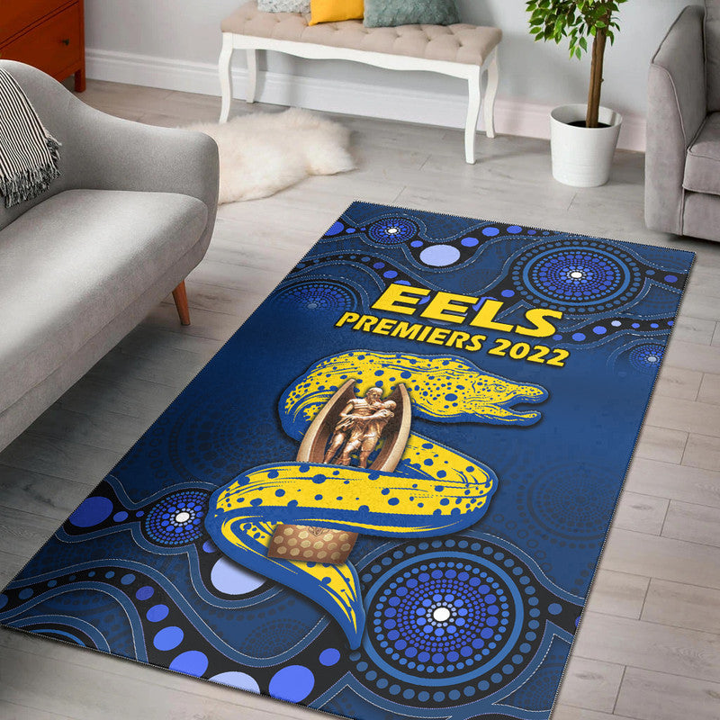 parramatta-eels-rugby-premiers-2022-area-rug-eels-champion-aboriginal-dot-blue-style