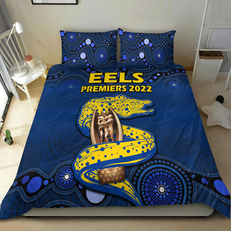 parramatta-eels-rugby-premiers-2022-bedding-set-eels-champion-aboriginal-dot-blue-style