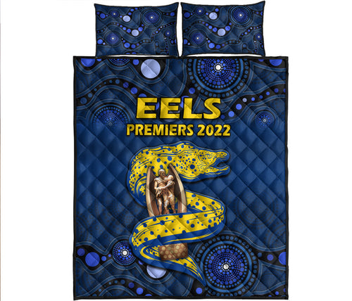 parramatta-eels-rugby-premiers-2022-quilt-bed-set-eels-champion-aboriginal-dot-blue-style