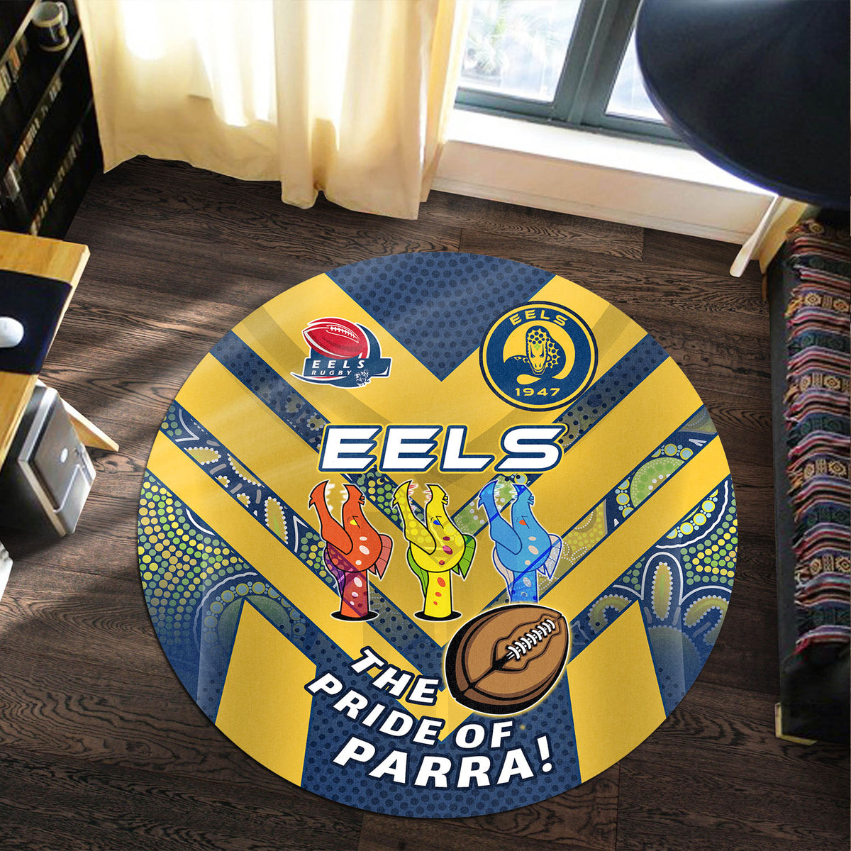 eels-rugby-round-rug-go-parra-eels-aboriginal-patterns-round-rug