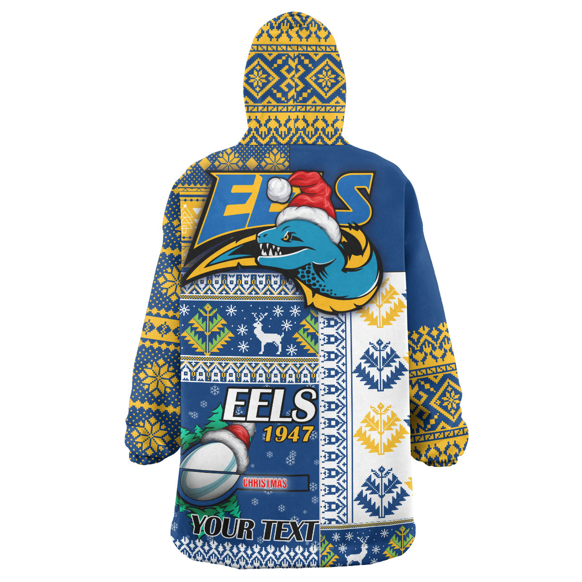 eels-rugby-snug-hoodie-custom-christmas-snowflakes-eels-mascot-wearable-blanket-hoodie