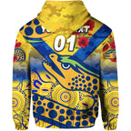 (Custom Personalised) Parramatta Eels ANZAC 2022 Zip Up And Pullover Hoodie Indigenous Vibes - Gold LT8