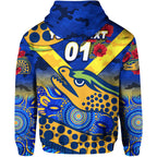 (Custom Personalised) Parramatta Eels ANZAC 2022 Zip Up And Pullover Hoodie Indigenous Vibes - Blue LT8