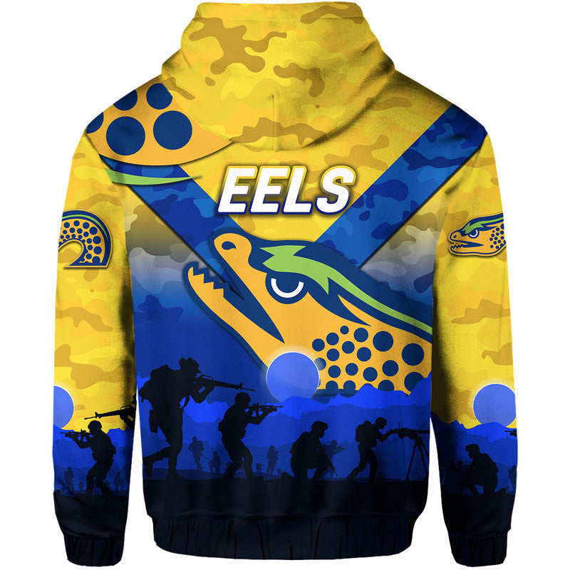Parramatta Eels ANZAC 2022 Zip Up And Pullover Hoodie Simple Style - Gold LT8