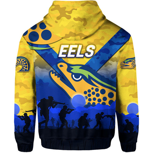 Parramatta Eels ANZAC 2022 Zip Up And Pullover Hoodie Simple Style - Gold LT8
