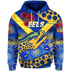 (Custom Personalised) Parramatta Eels ANZAC 2022 Zip Up And Pullover Hoodie Indigenous Vibes - Blue LT8