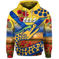 Parramatta Eels ANZAC 2022 Zip Up And Pullover Hoodie Poppy Flowers Vibes - Gold LT8