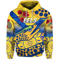 Parramatta Eels ANZAC 2022 Zip Up And Pullover Hoodie Indigenous Vibes - Gold LT8