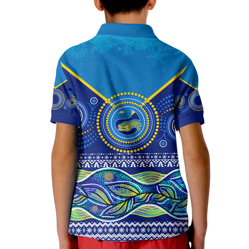 indigenous-xmas-parra-eels-aboriginal-winter-theme-kid-polo-shirt-lt7