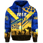 (Custom Personalised) Parramatta Eels ANZAC 2022 Zip Up And Pullover Hoodie Simple Style - Blue LT8