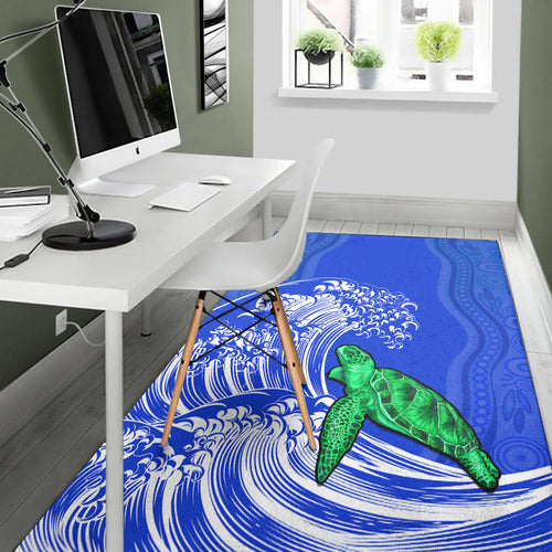 torres-strait-islands-area-rug-the-dhari-mix-aboriginal-turtle-version-blue