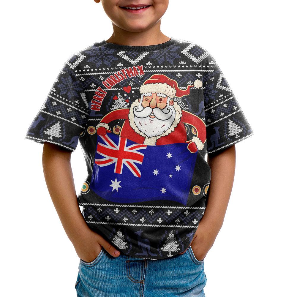 christmas-t-shirt-kids-australia-santa-claus-hold-the-flag-black
