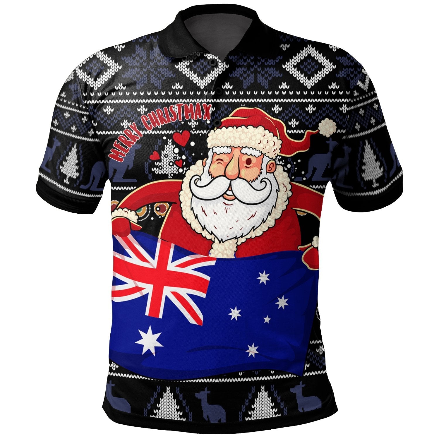 christmas-polo-shirt-australia-santa-claus-hold-the-flag-black