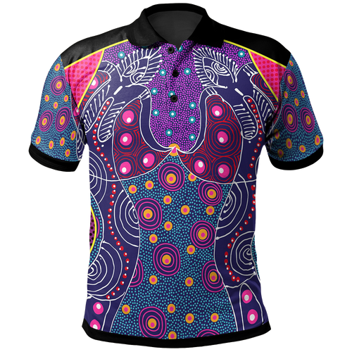 polo-shirt-aboriginal-sublimation-dot-pattern-style-violet