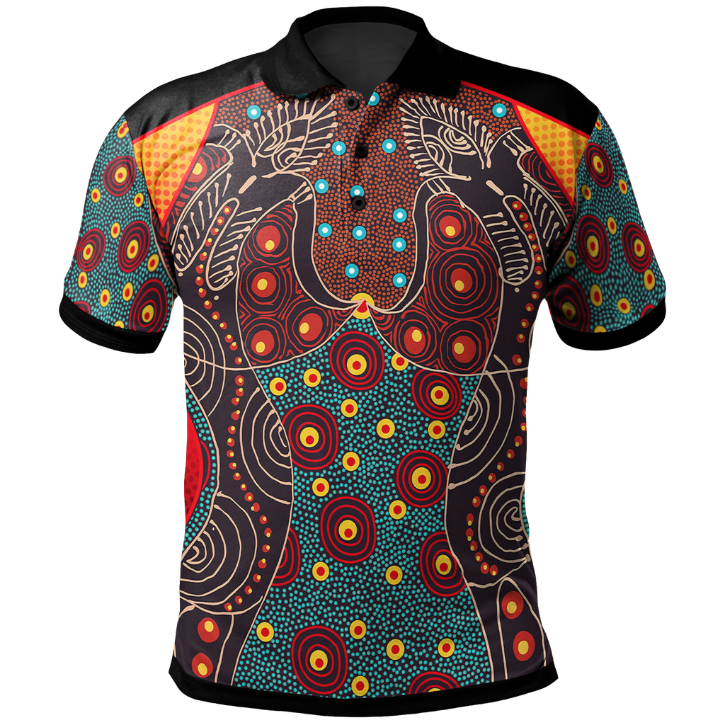 polo-shirt-aboriginal-sublimation-dot-pattern-style-red