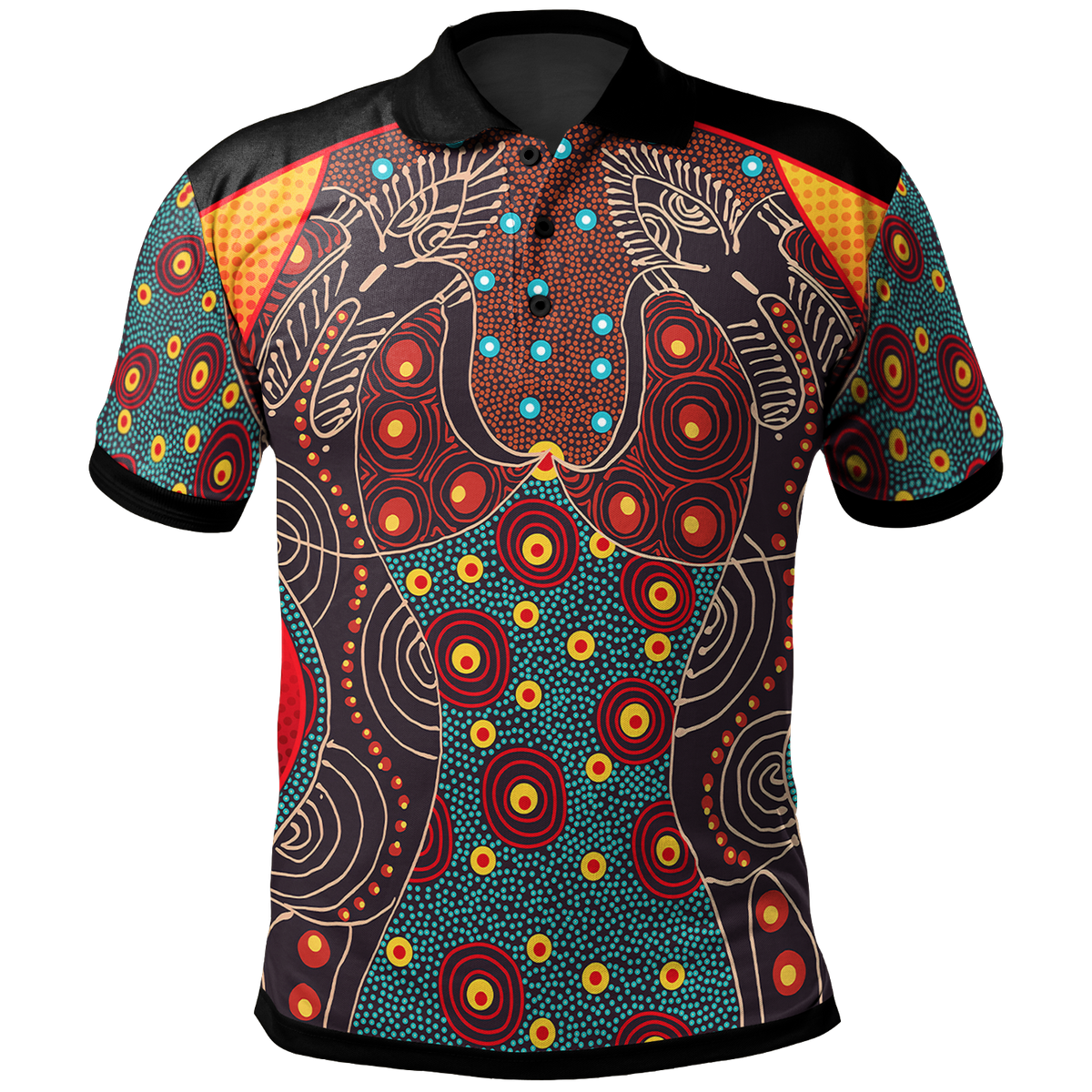 polo-shirt-aboriginal-sublimation-dot-pattern-style-red