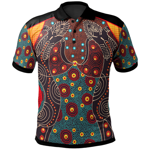 polo-shirt-aboriginal-sublimation-dot-pattern-style-red