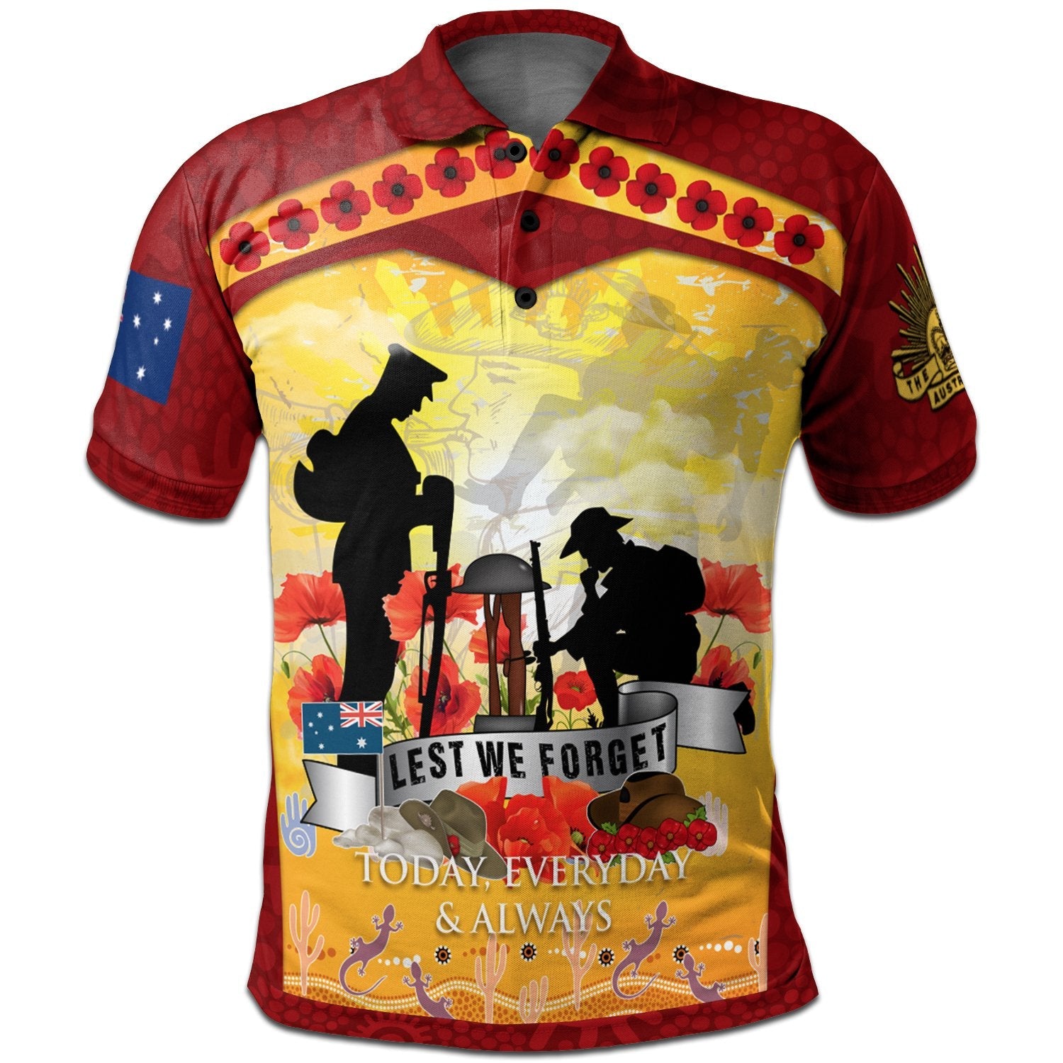 anzac-polo-shirt-lest-we-forget-aboriginal-version