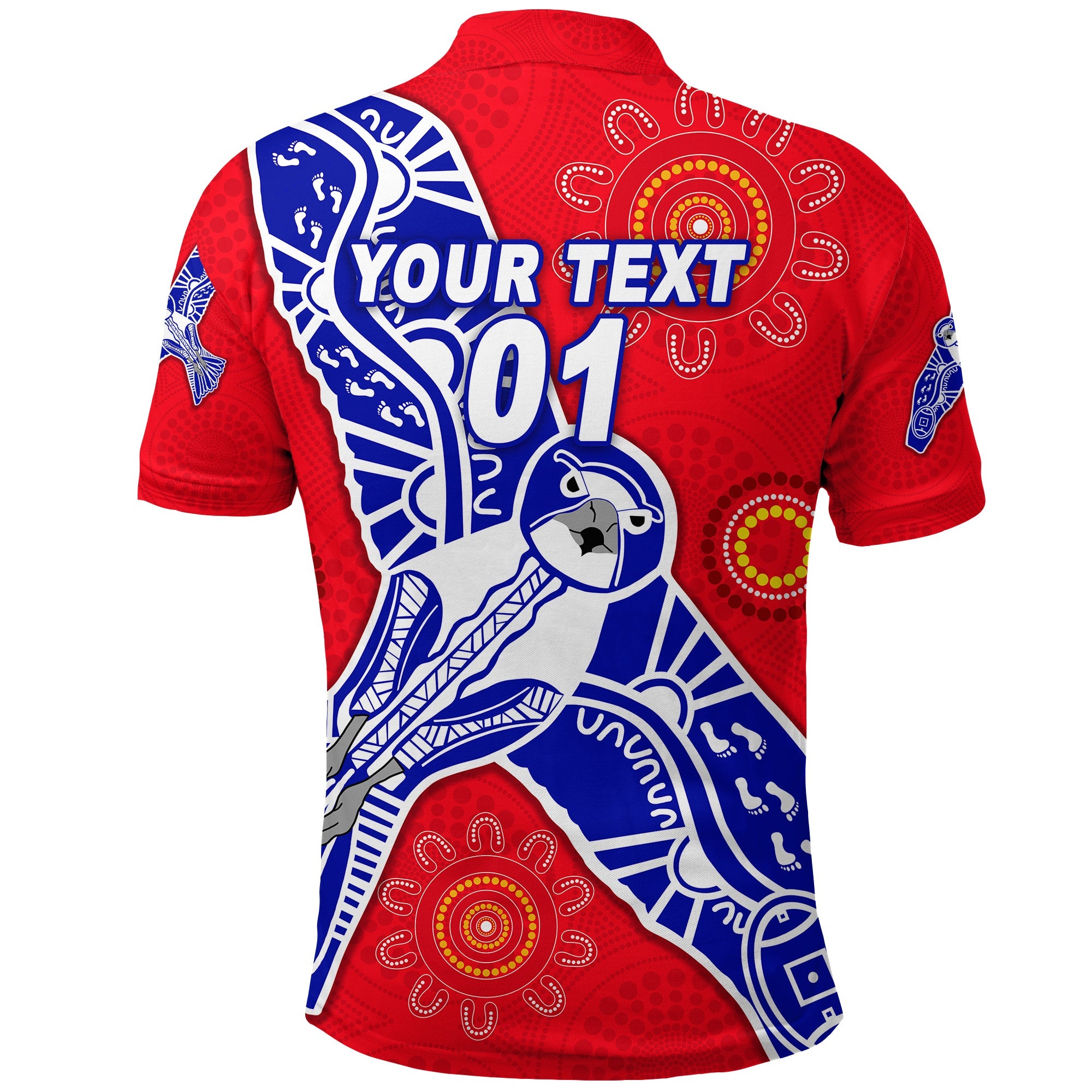 custom-personalised-west-perth-football-club-polo-shirt-falcons-indigenous-version-red-custom-text-and-number