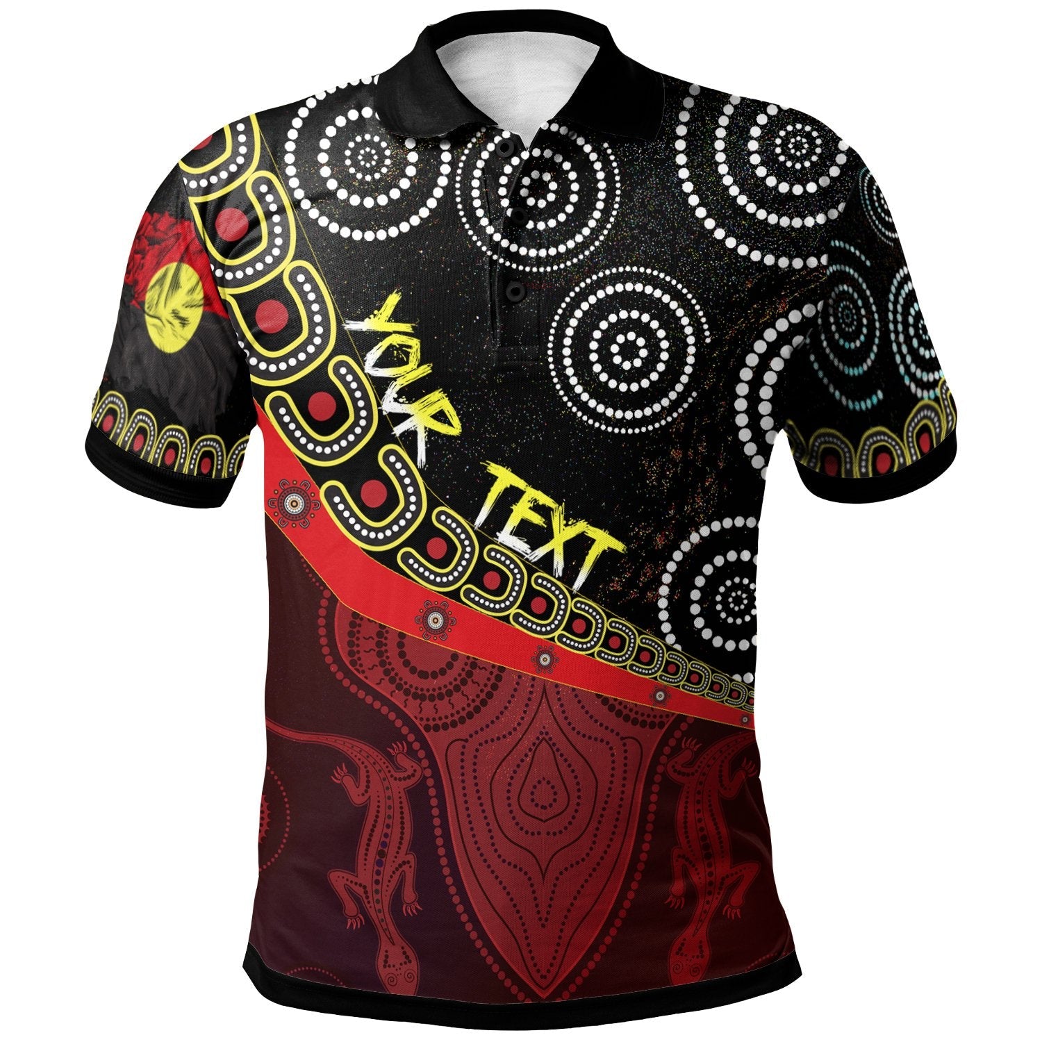 custom-text-breakout-polo-shirts-aboriginal-flags-dot-acrylic-paint-style-naidoc-unisex-1
