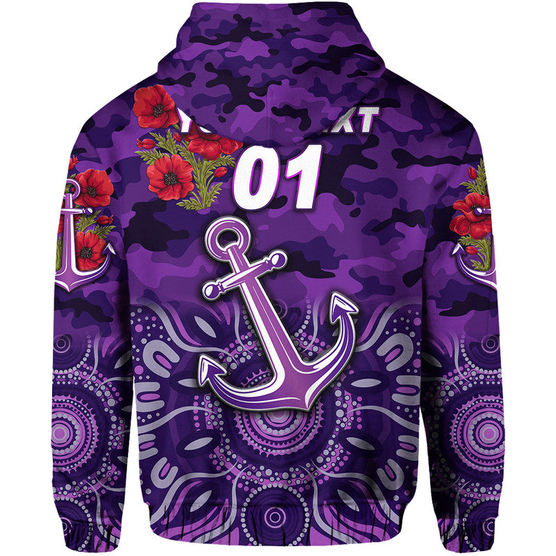 (Custom Personalised) Fremantle Dockers ANZAC Zip Up And Pullover Hoodie Freo Indigenous Vibes LT8