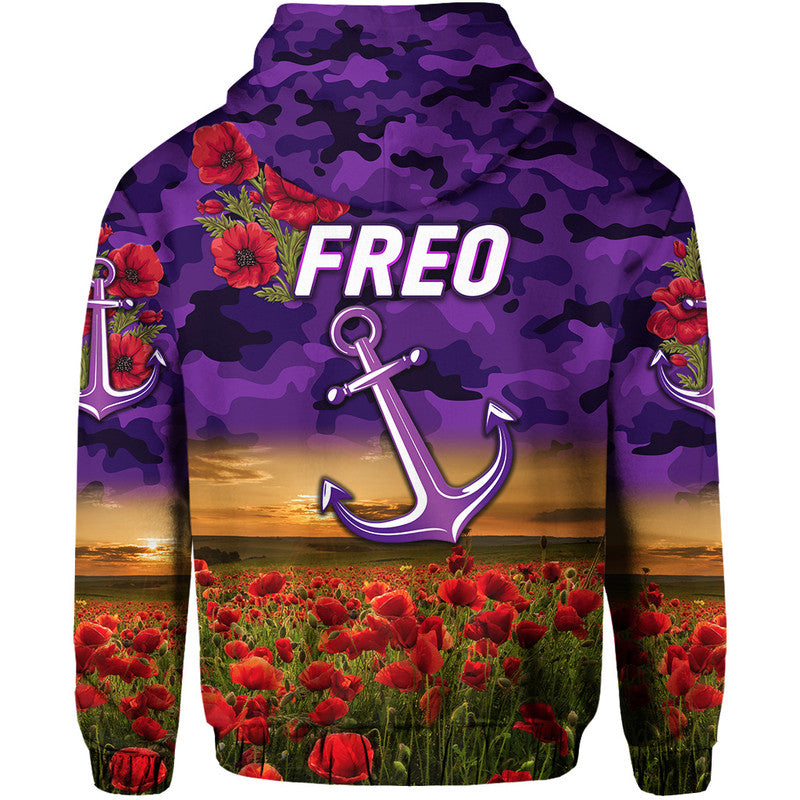 Fremantle Dockers ANZAC Zip Up And Pullover Hoodie Freo Poppy Vibes LT8