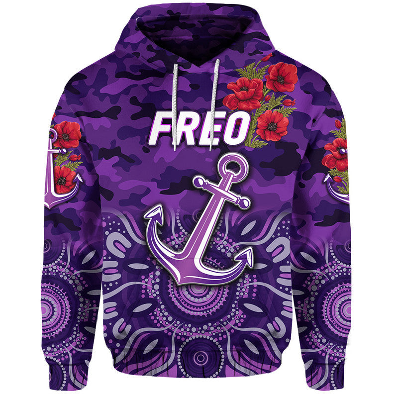 (Custom Personalised) Fremantle Dockers ANZAC Zip Up And Pullover Hoodie Freo Indigenous Vibes LT8