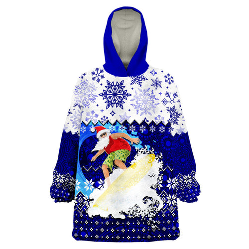 aboriginal-christmas-2022-santa-claus-surfing-wearable-blanket-hoodie-blue-style
