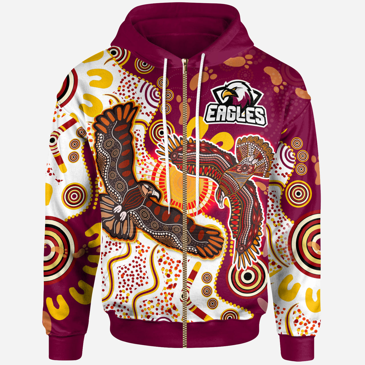 sea-eagles-aboriginal-rugby-custom-hoodie-custom-double-sea-eagles-with-tribal-sun-and-footprints