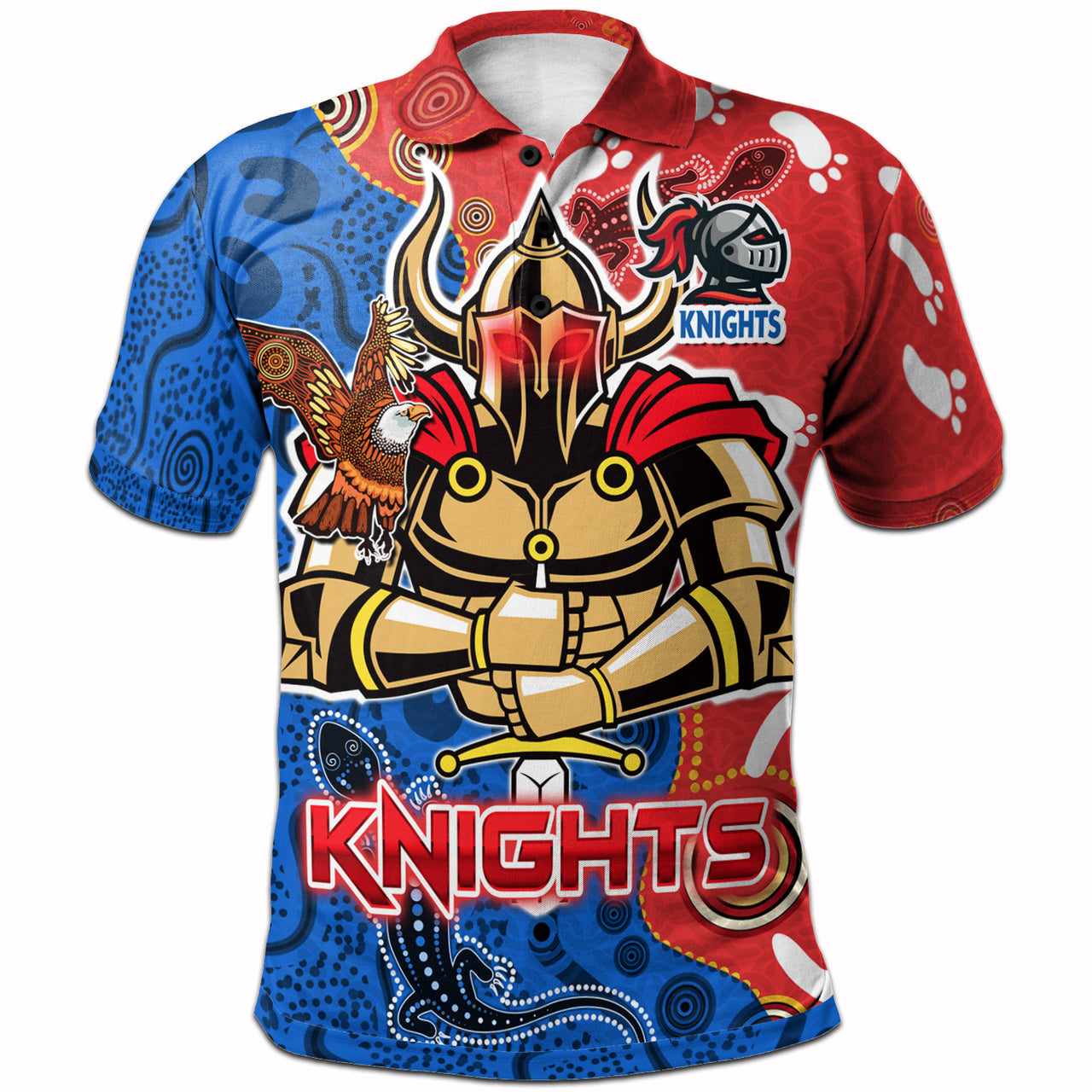 knights-aboriginal-rugby-polo-shirt-custom-indigenous-knights-with-aussie-lizard-and-eagle
