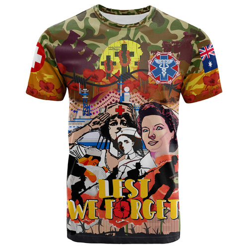 Royal Australian Army Medical Corps T-shirt - Custom Nurses at War Lest We Forget Poppy Anzac Commemoration T-shirt