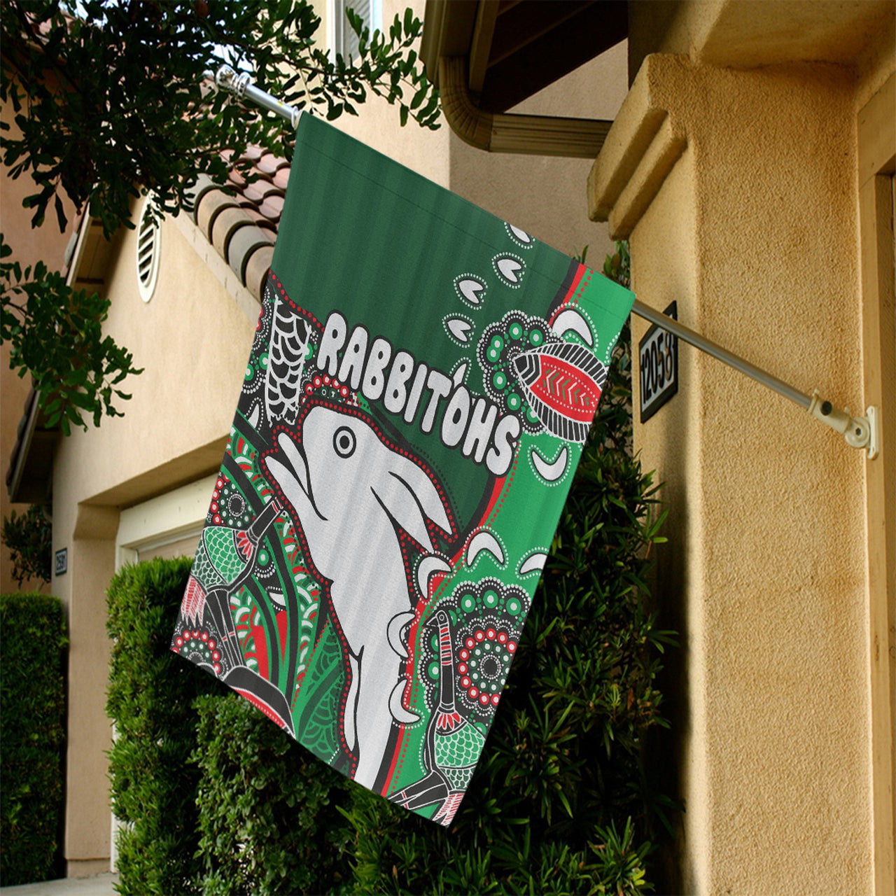 south-sydney-rabbitohs-rugby-flag-indigenous-dreaming-rabbitohs
