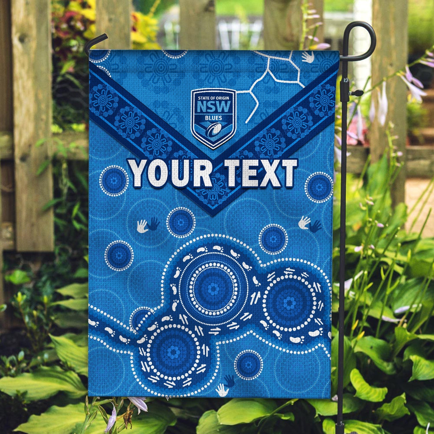 custom-personalised-nsw-blues-rugby-flag-new-south-wales-aboriginal-dot-painting-unique-version