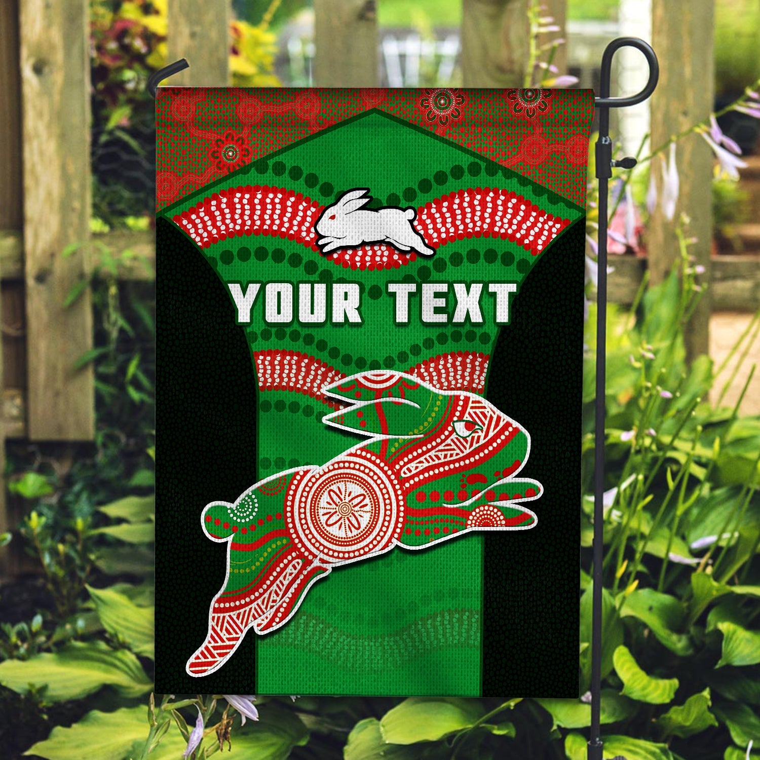 custom-personalised-rabbitohs-rugby-flag-souths-1908-aboriginal-dot-painting-go-bunnies