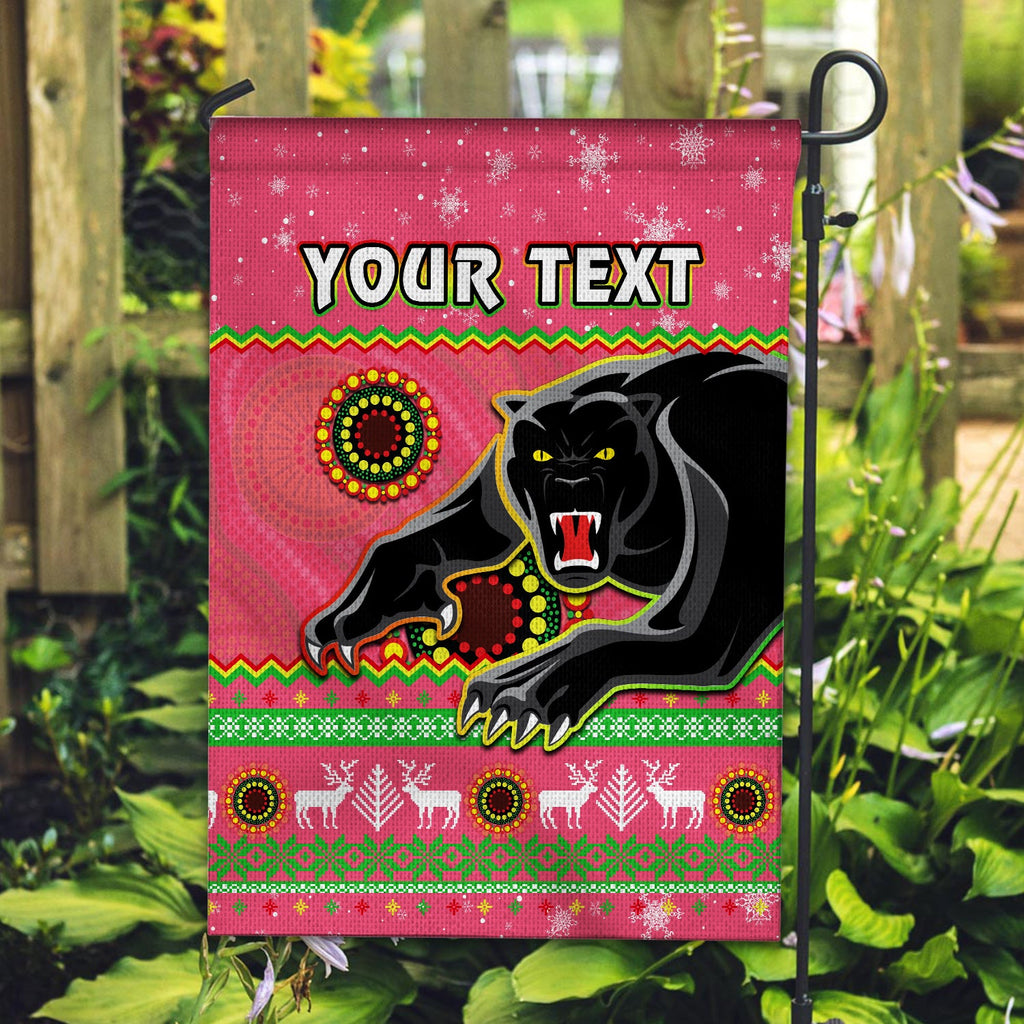 custom-personalised-panthers-christmas-flag-aboriginal-pattern-penrith-pink-version