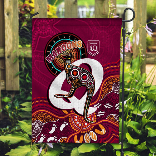 custom-personalised-maroons-rugby-flag-queensland-kangaroo-aboriginal-dot-paintings