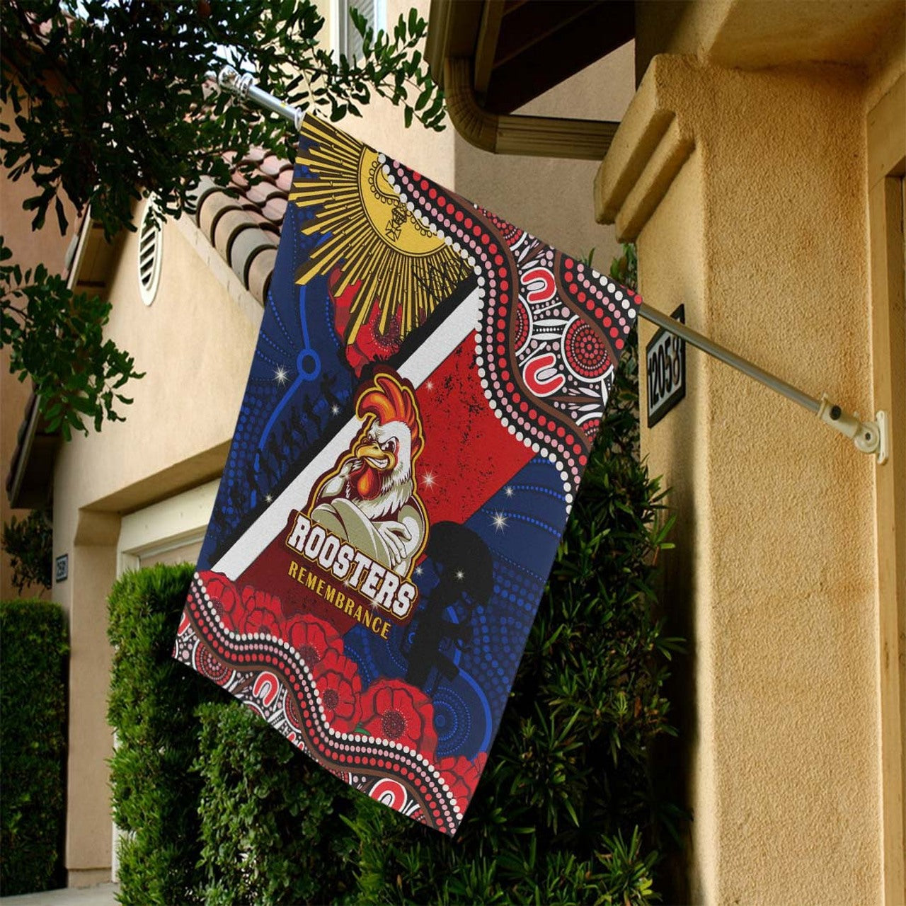 roosters-rugby-anzac-aboriginal-flag-sydney-roosters-with-remembrance-day-poppy-flower-flag