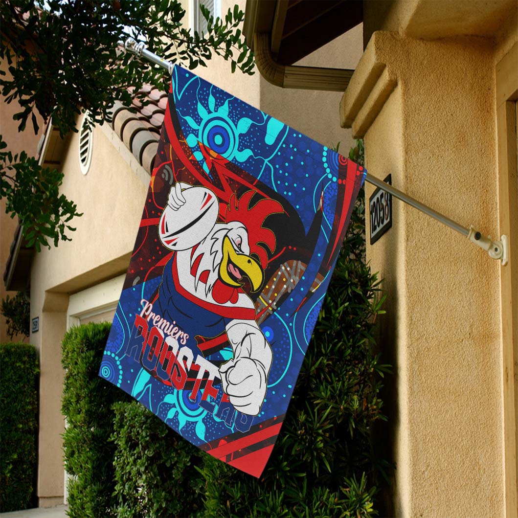 roosters-rugby-flag-roosters-aboriginal-premiership-dot-painting-flag